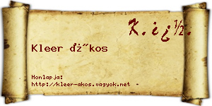 Kleer Ákos névjegykártya